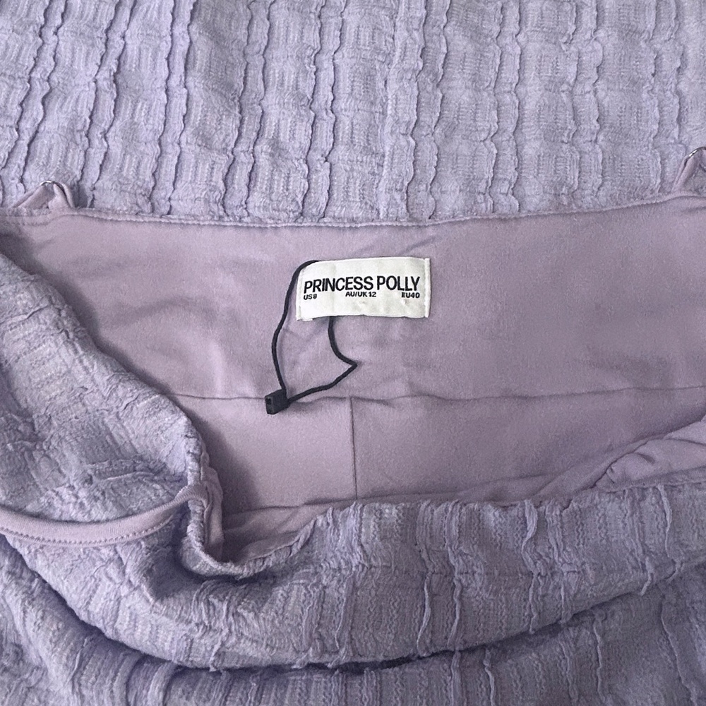 Princess Polly Melrose Nights Lilac Mini Dress Textured Empire Bust Sleeveless - Picture 13 of 16
